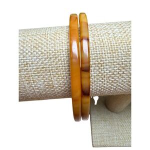 Vintage Marbled Tortoiseshell Butterscotch Bakelite Bangle Bracelets Matched Set